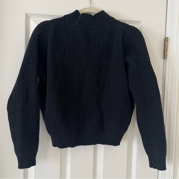 Sezane Lucas Jumper, Organic Cotton and Wool Sweater, Black, Size Medium - Picture 3 of 10